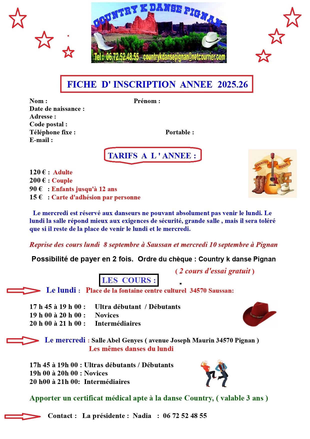 Fiche inscription 2025 paint